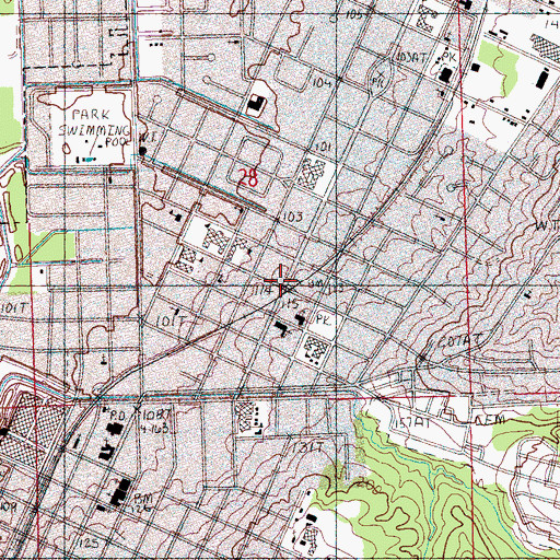 Topographic Map of Yazoo City, MS
