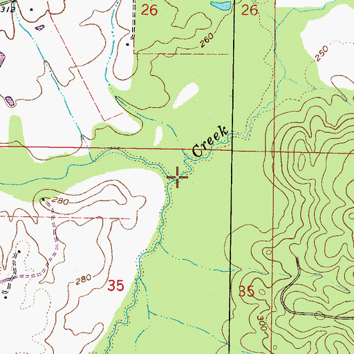 Topographic Map of Yazoo Creek, MS