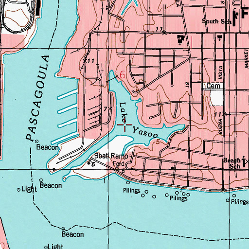 Topographic Map of Lake Yazoo, MS