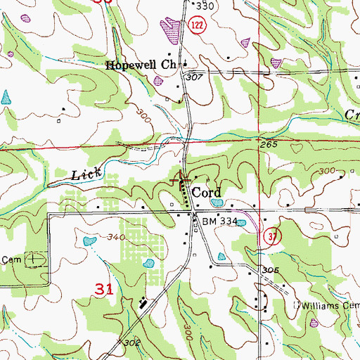 Topographic Map of Cord Baptist Church, AR