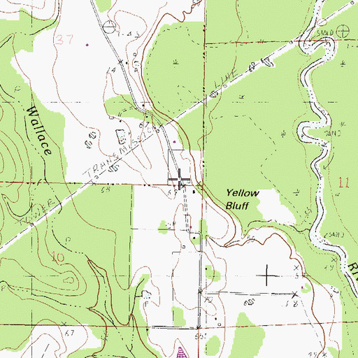Topographic Map of Yellow Bluff, MS