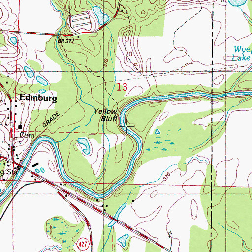Topographic Map of Yellow Bluff, MS