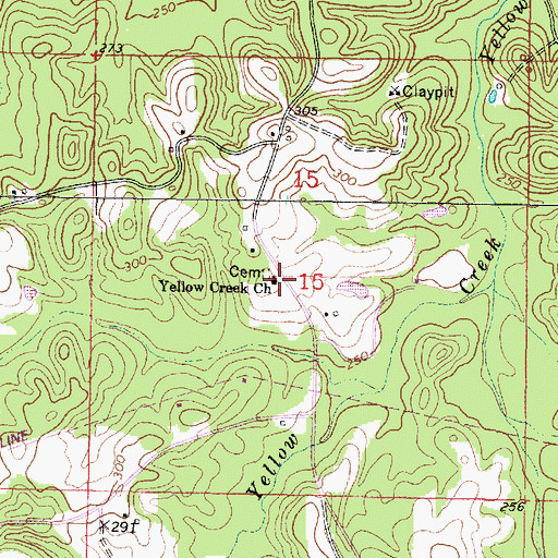 Topographic Map of Yellow Creek Church, MS