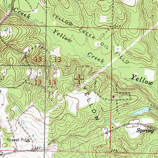 Topographic Map of Yellow Creek Oil Field, MS