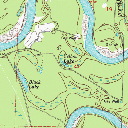 Topographic Map of Yellow Lake, MS