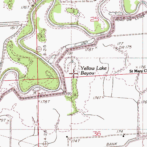 Topographic Map of Yellow Lake Bayou, MS
