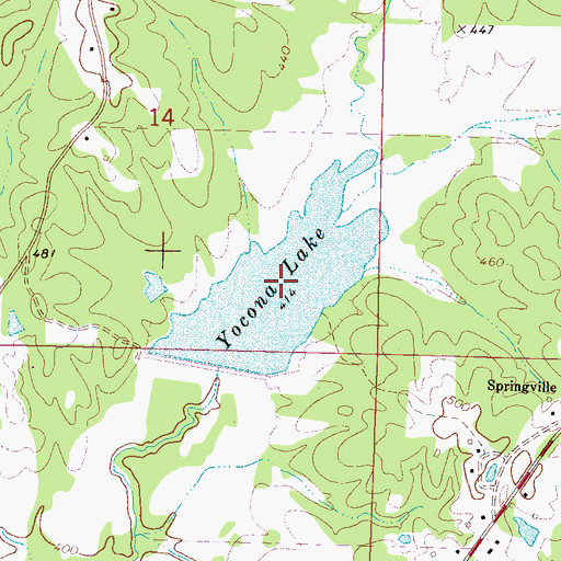 Topographic Map of Yocona Lake, MS