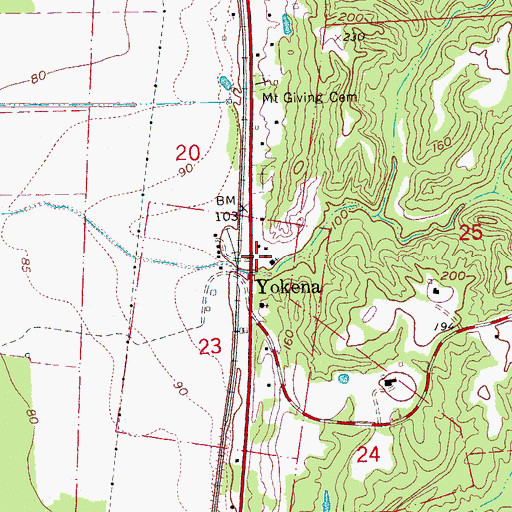 Topographic Map of Yokena, MS