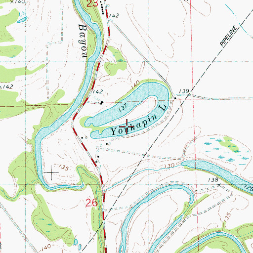 Topographic Map of Yonkapin Lake, MS