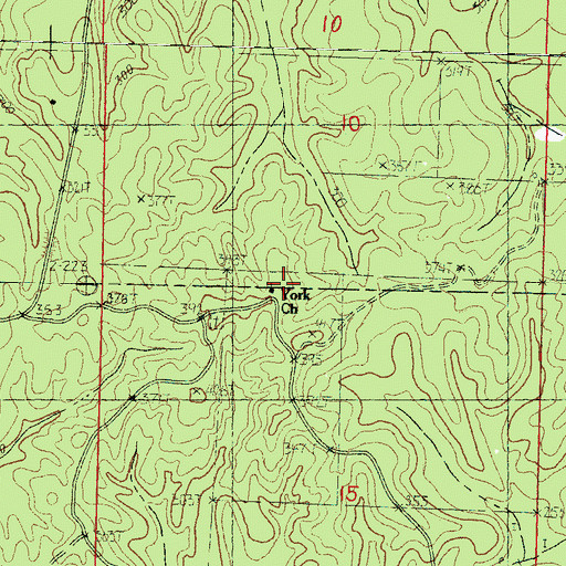 Topographic Map of York Cemetery, MS