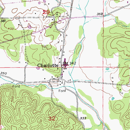 Topographic Map of Cord-Charlotte High School, AR