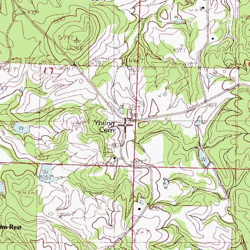 Topographic Map of Young Cemetery, MS