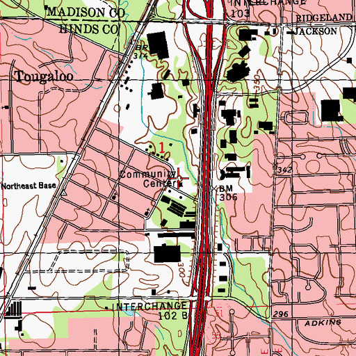 Topographic Map of Young School, MS
