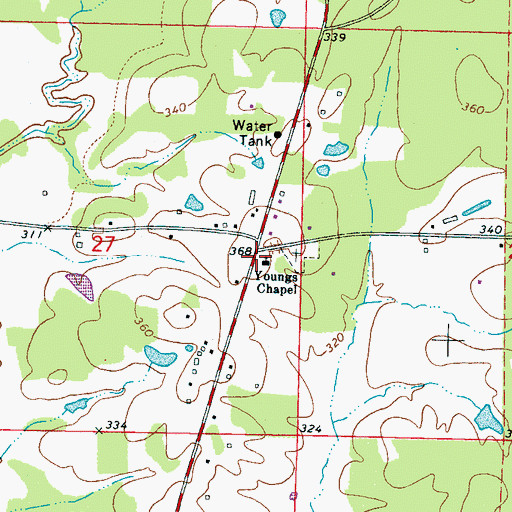 Topographic Map of Youngs Chapel, MS