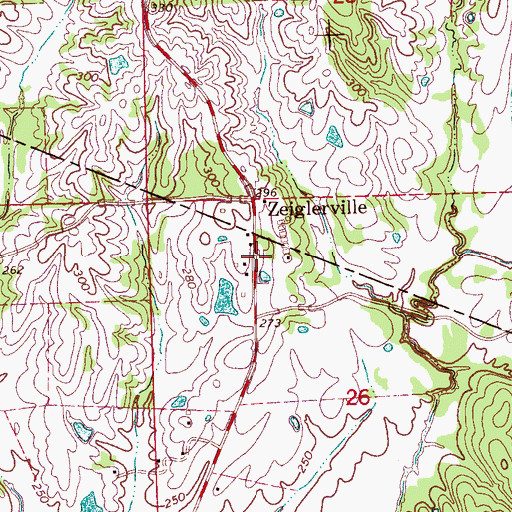 Topographic Map of Zeiglerville, MS