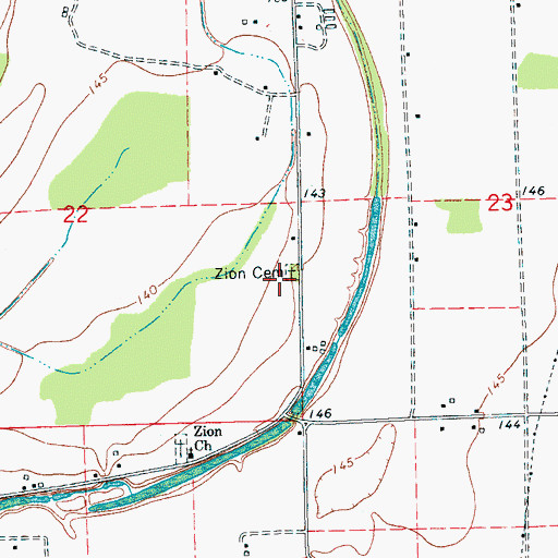 Topographic Map of Zion Cemetery, MS