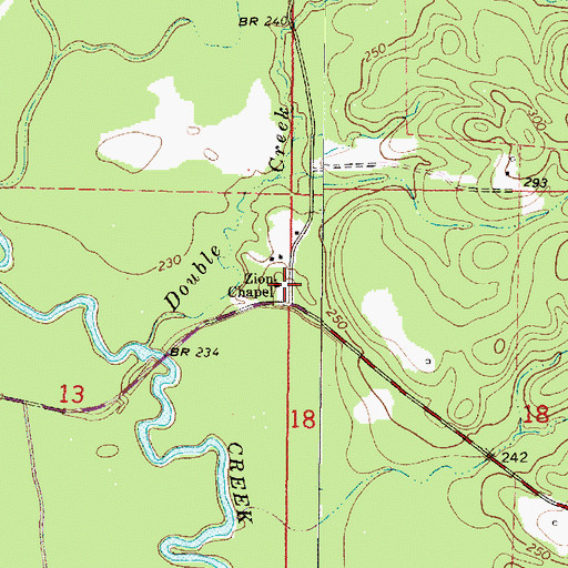 Topographic Map of Zion Chapel, MS