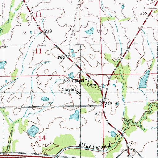 Topographic Map of Zion Chapel, MS