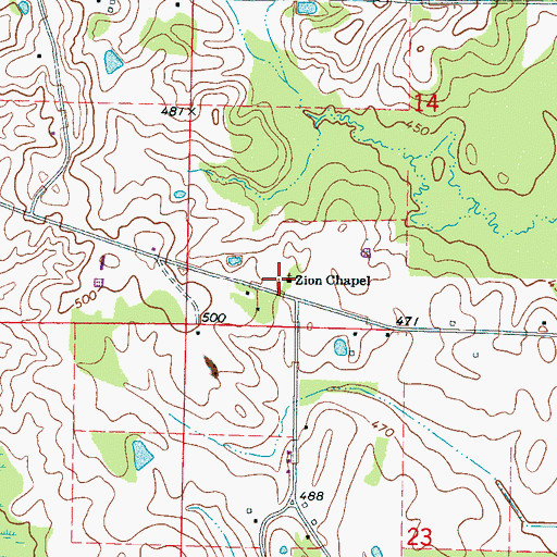 Topographic Map of Zion Chapel, MS