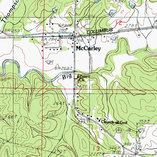 Topographic Map of Zion Church, MS