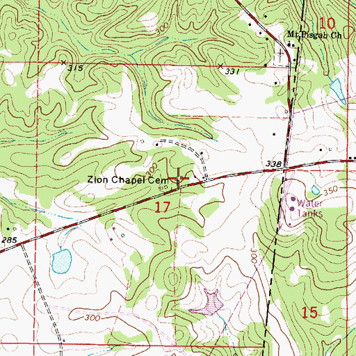 Topographic Map of Zion Chapel Cemetery, MS