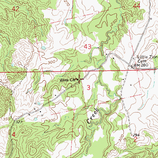 Topographic Map of Zion Church, MS