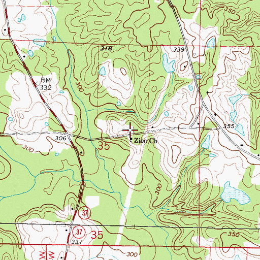 Topographic Map of Zion Church, MS