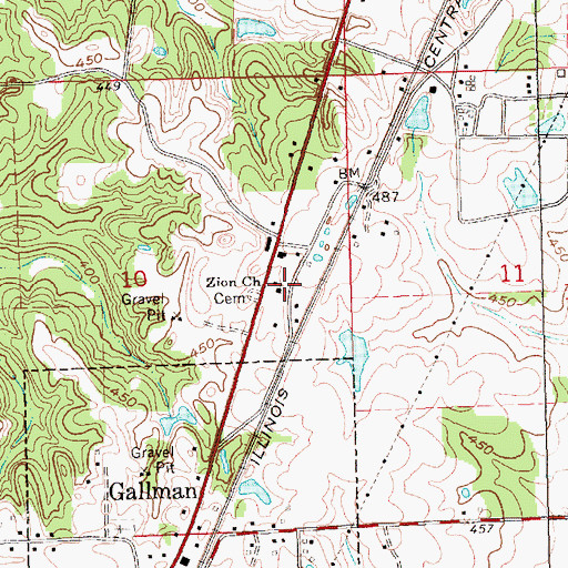 Topographic Map of Zion Church, MS