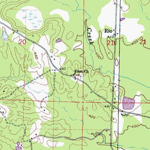 Topographic Map of Zion Church, MS
