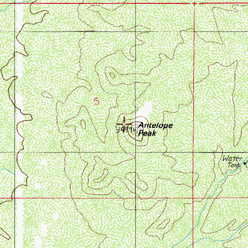 Topographic Map of Antelope Peak, AZ