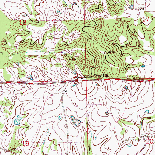 Topographic Map of Zion City Church, MS