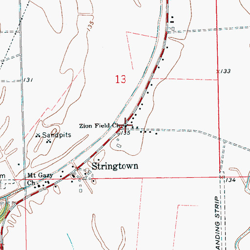 Topographic Map of Zion Field Church, MS