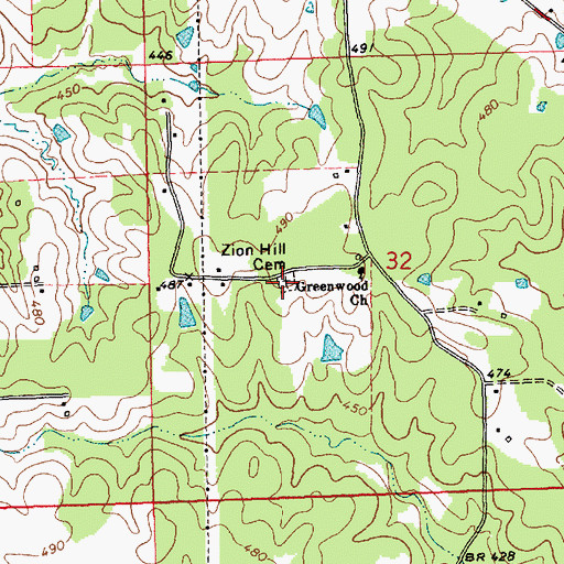 Topographic Map of Zion Hill Cemetery, MS