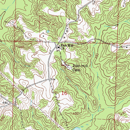 Topographic Map of Zion Hill Cemetery, MS