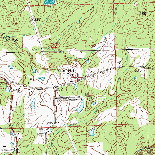 Topographic Map of Zion Hill Cemetery, MS