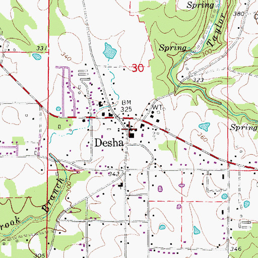 Topographic Map of Desha Elementary School, AR