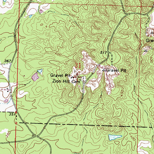 Topographic Map of Zion Hill Cemetery, MS