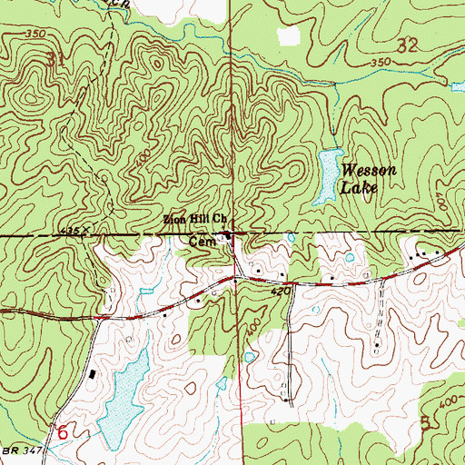 Topographic Map of Zion Hill Church, MS