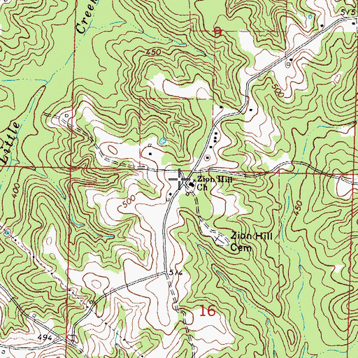 Topographic Map of Zion Hill Church, MS