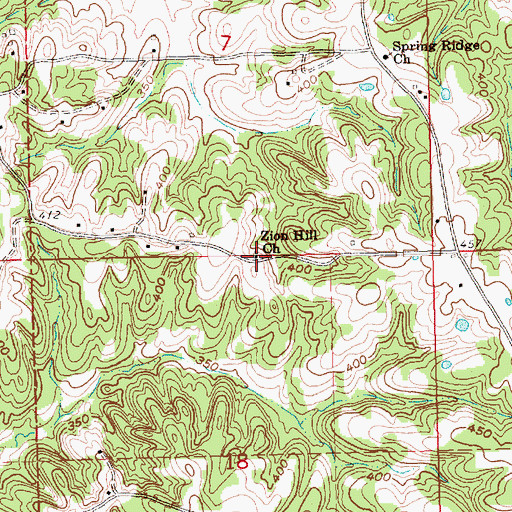 Topographic Map of Zion Hill Church, MS