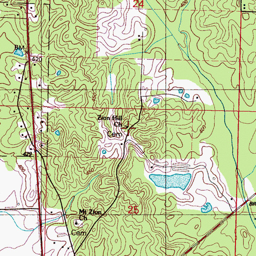 Topographic Map of Zion Hill Church, MS