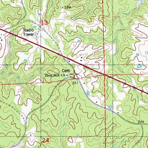 Topographic Map of Zion Hill Church, MS
