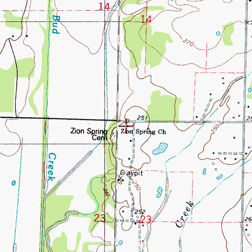 Topographic Map of Zion Ridge Baptist Church, MS