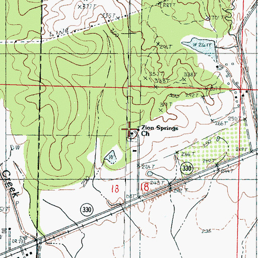 Topographic Map of Zion Springs Cemetery, MS