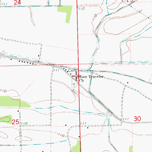 Topographic Map of Zion Traveler Church, MS