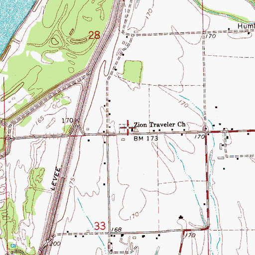 Topographic Map of Zion Traveler Church, MS