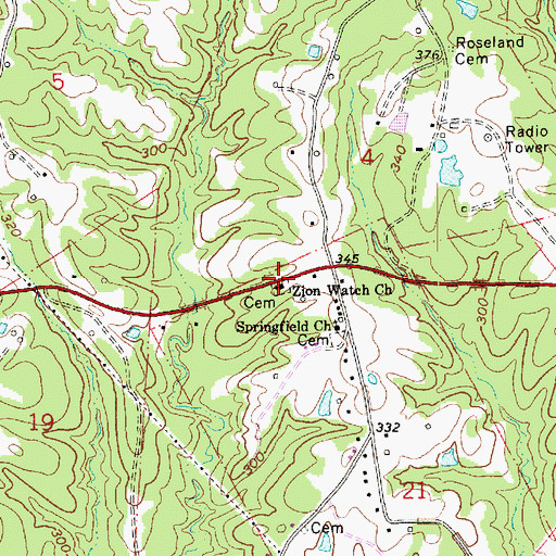 Topographic Map of Zion Watch Church, MS