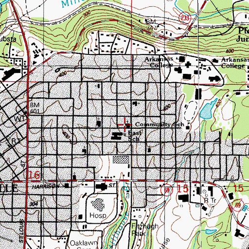Topographic Map of First Assembly of God Church, AR