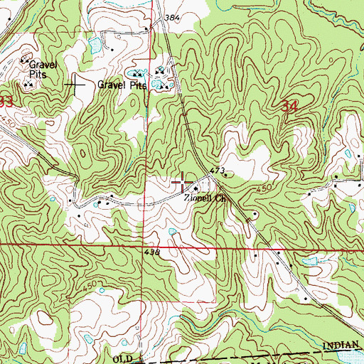 Topographic Map of Zionell Church, MS