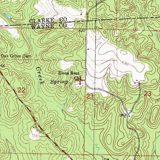 Topographic Map of Zions Rest Church, MS